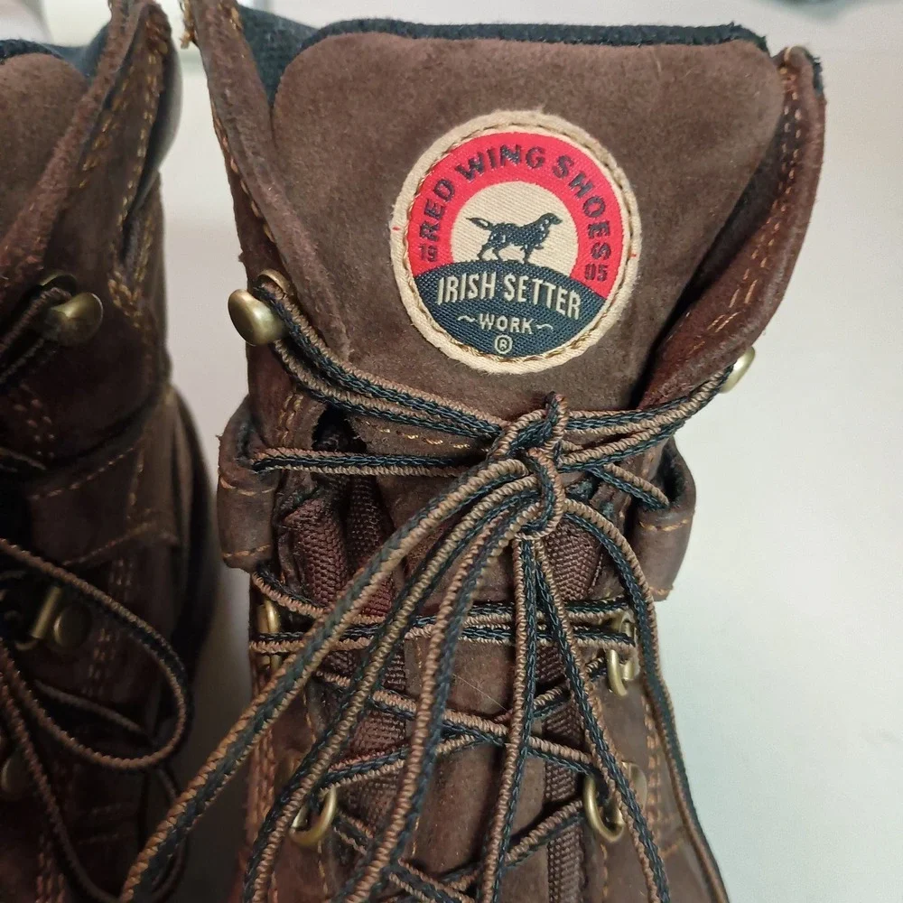 Red Wing Shoes Irish Setter Mens Work Boots Brown Leather Lace Up‎ Size 7.5 EH